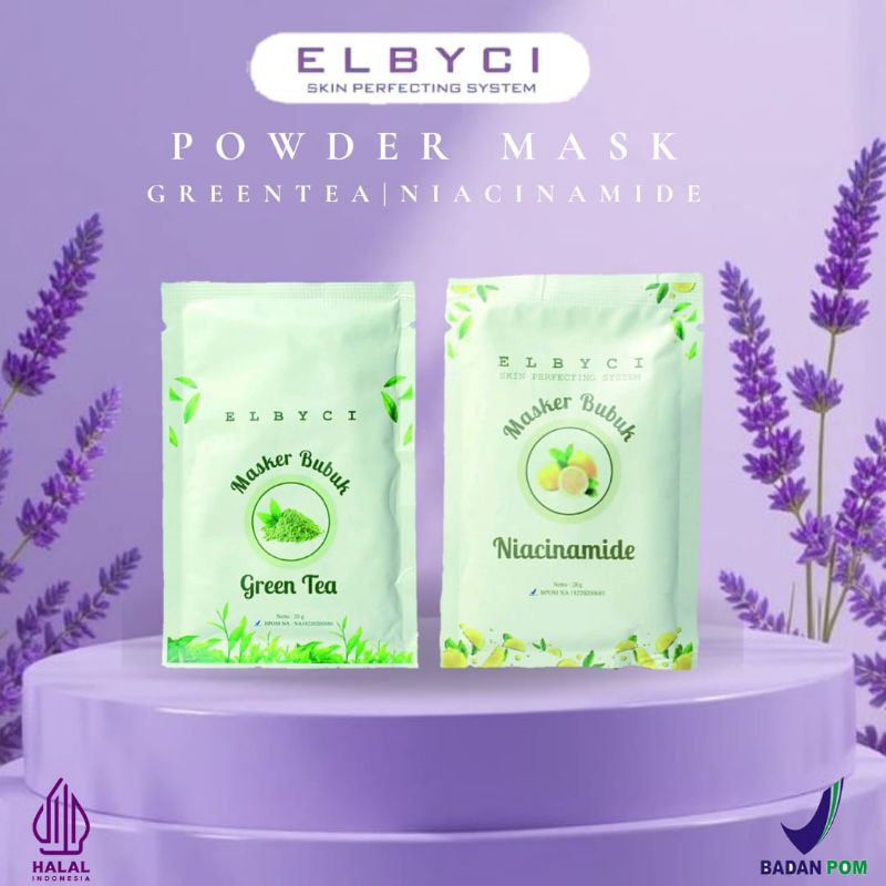 NEW ELBYCI - MASKER BUBUK ELBYCI NIACINAMIDE DAN GREENTEA