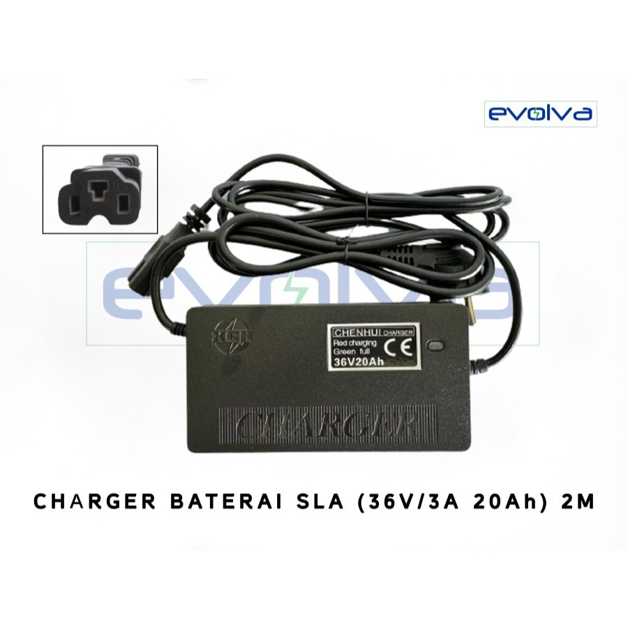 EVOLVA - CHENHUI SMART CHARGER SEPEDA/ MOTOR LISTRIK BATERAI SLA (AKI KERING) SOKET C13 FEMALE/MALE/