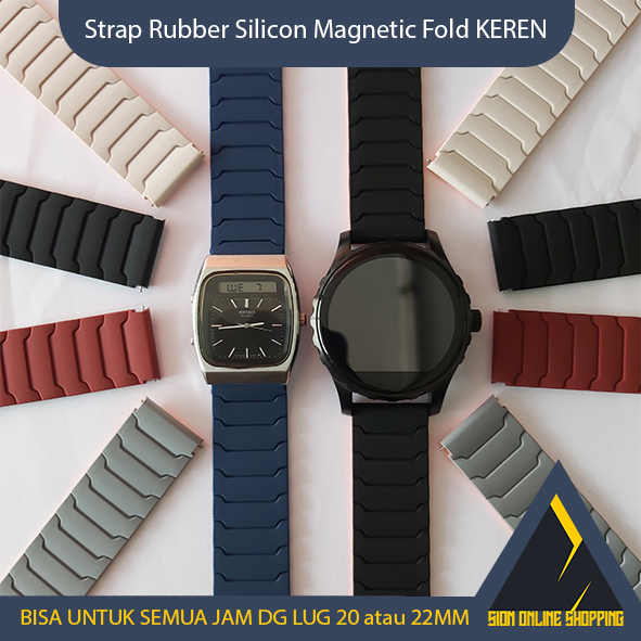 Strap Rubber Silicone Magnetic Fold Armor Quick Release 20mm 22mm Compatible with Samsung Galaxy Wat