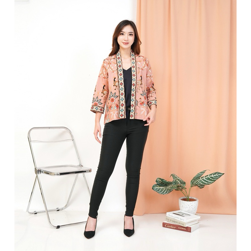 Outer / cardigan batik bz136 pink