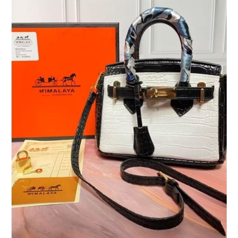 Tas selempang wanita croco 2 tone mini Birgin Original Himalaya full Embos