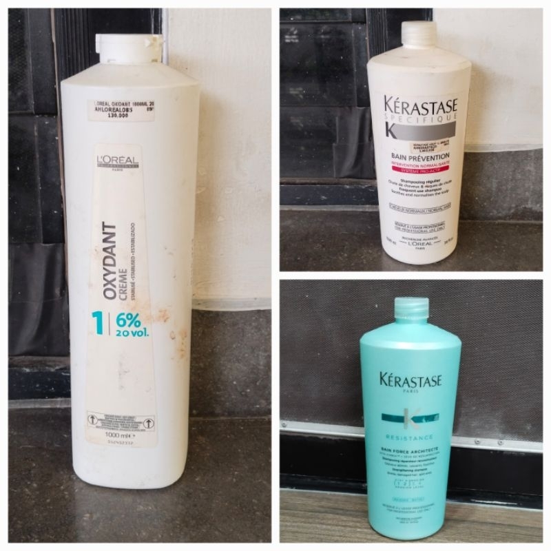 BOTOL BEKAS SHAMPOO KERASTASE  LOREAL 1000ML 1L UNTUK DISPLAY PROPS FOTO LIVE STREAMING
