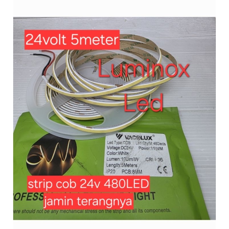 strip led cob vacolux 24volt 24v 480led 5meter / led strip led 480LED 24volt 5m