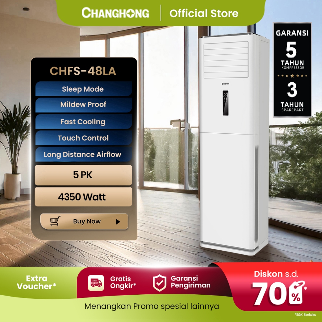 CHANGHONG AC Split Floor Standing Cabinet Machine 5PK - CHFS-48LA [INDOOR + OUTDOOR UNIT ONLY]  [ECO