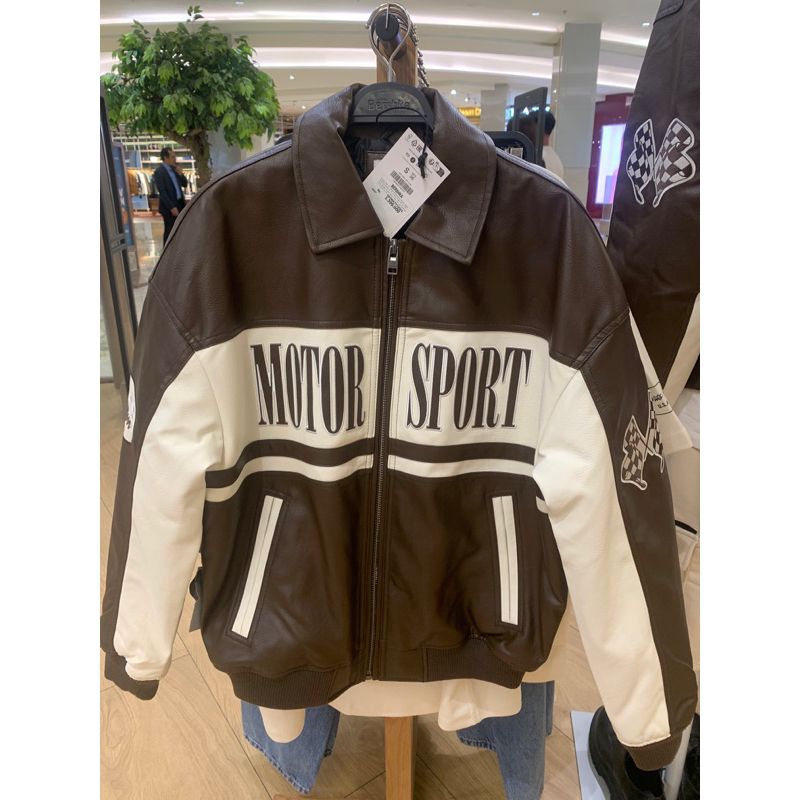 Jaket Versity Kulit Sintetis Koraan Motor Sport Jaket Kulit Bomber Motor Sport