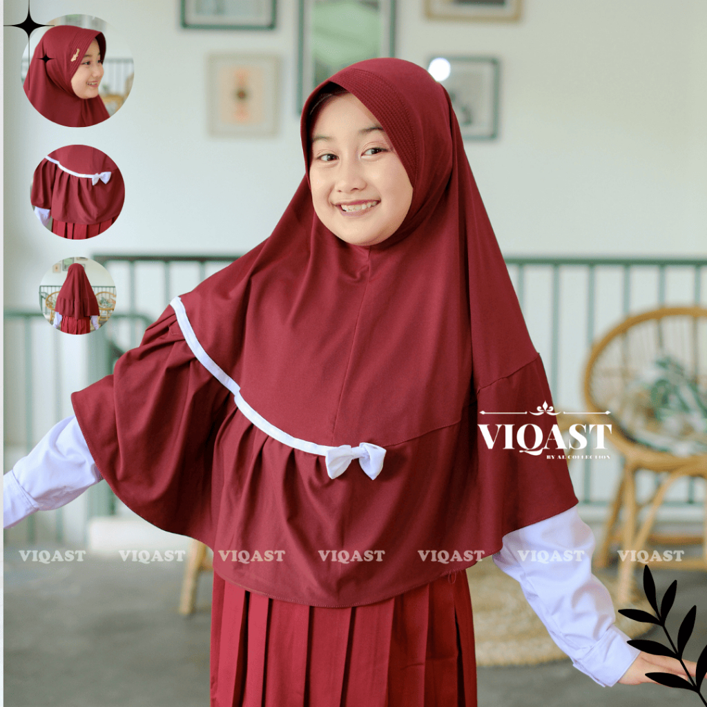 Jilbab Anak Sekolah Pita Rempel Zafira Jersey (Ukuran S & M 4-13) Tahun Kerudung Sekolah Hijab Tk Sd