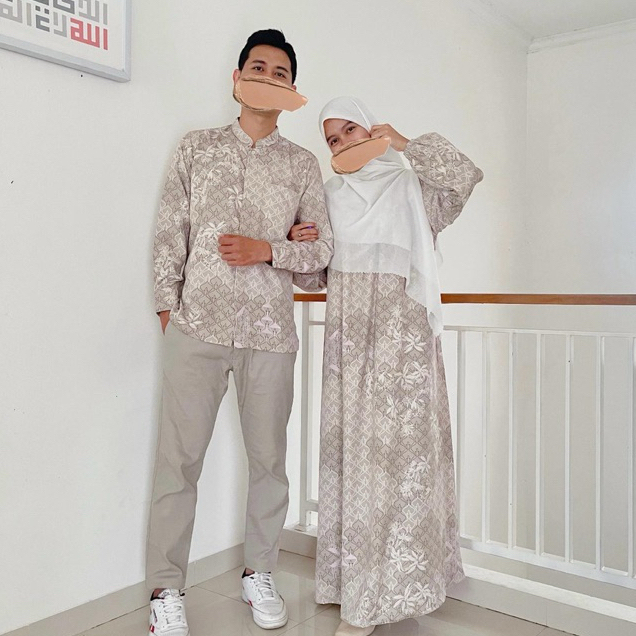 Latasha Outfit VIOLINE Couple Pasangan Abaya dan Koko Motif Kekinian Terbaru