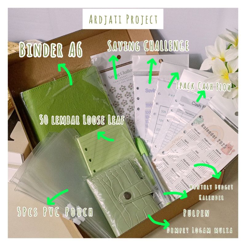 

SobatSaga Paket Budgeting A6 Belajar Menabung Binder pengatur keuangan Monthy budget Saving