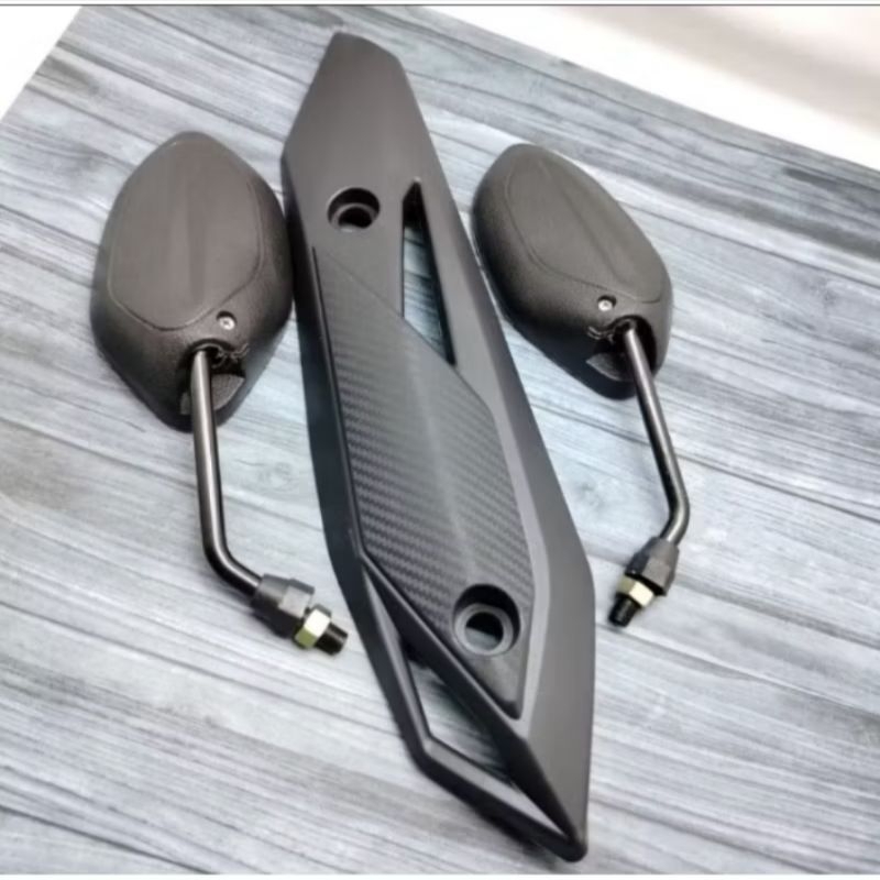 Paket Hemat Cover / Tameng Knalpot Beat Deluxe Beat Pop+ Spion Beat Hitam Standar ORI Deluxe 2019-20