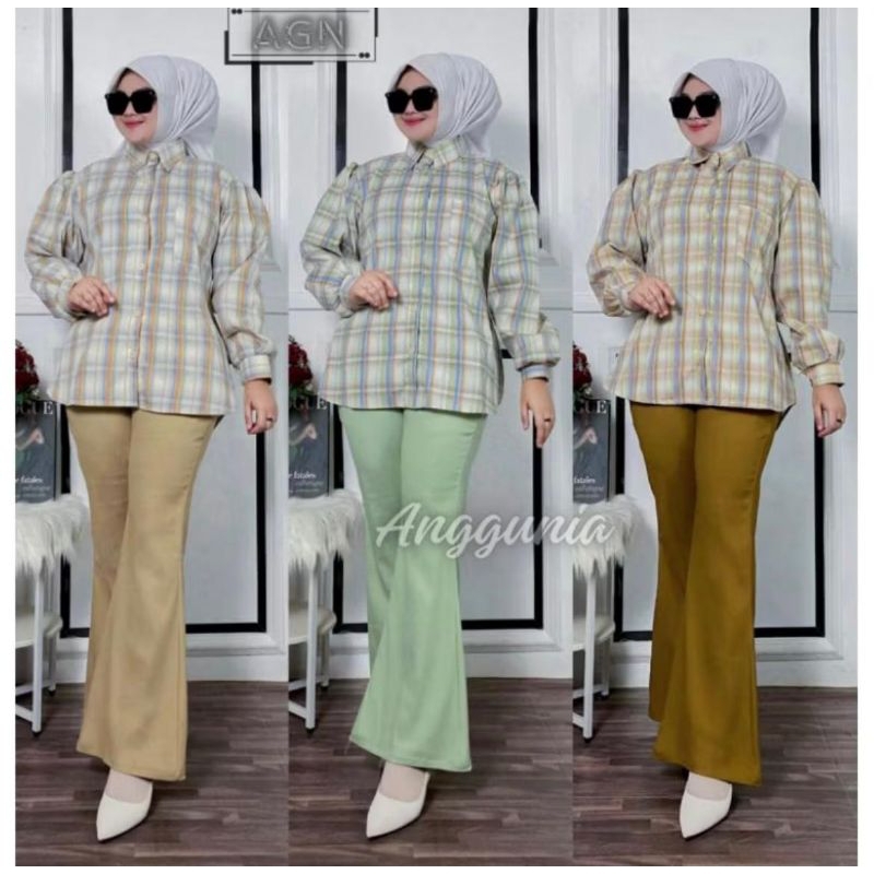 Setelan Kemeja x Levis // Kemeja kotak-kotak & Celana Levis Wanita
