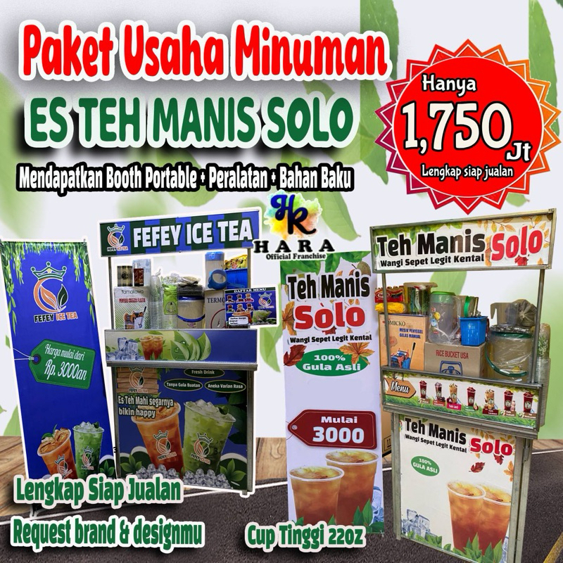 FRANCHISE/PAKET USAHA MINUMAN ES TEH MANIS SOLO & ES TEH HIJAU LENGKAP TERMURAH
