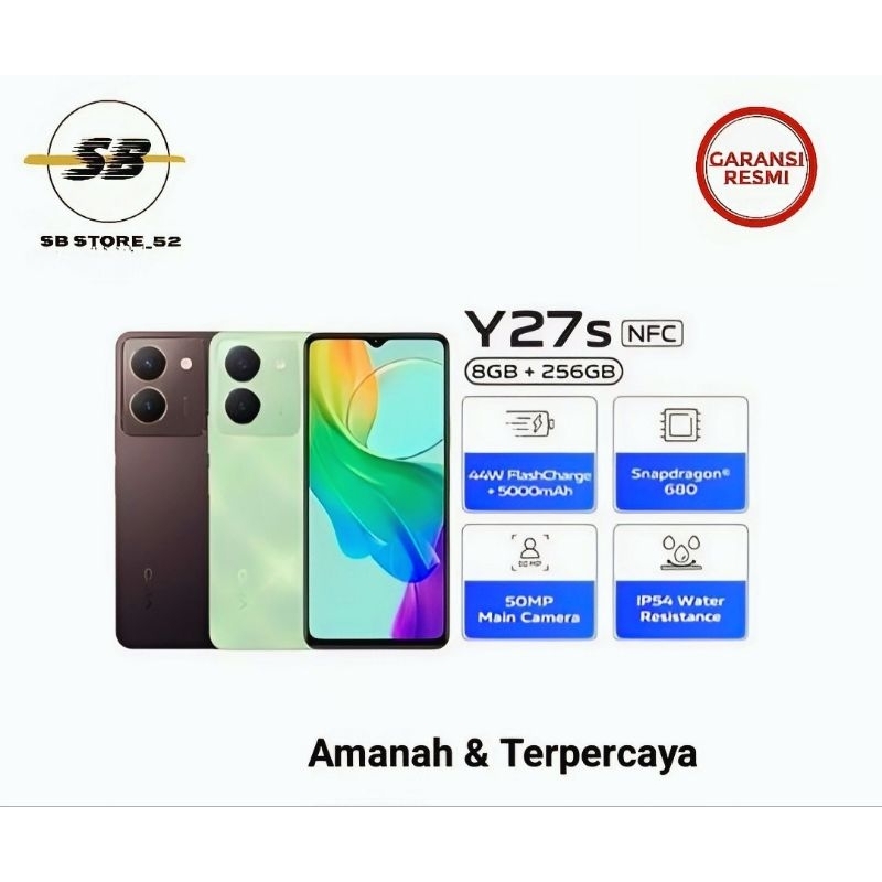 HP VIVO Y27S 8/256 GB - VIVO Y 27 S RAM 8GB ROM 256GB GARANSI RESMI VIVO