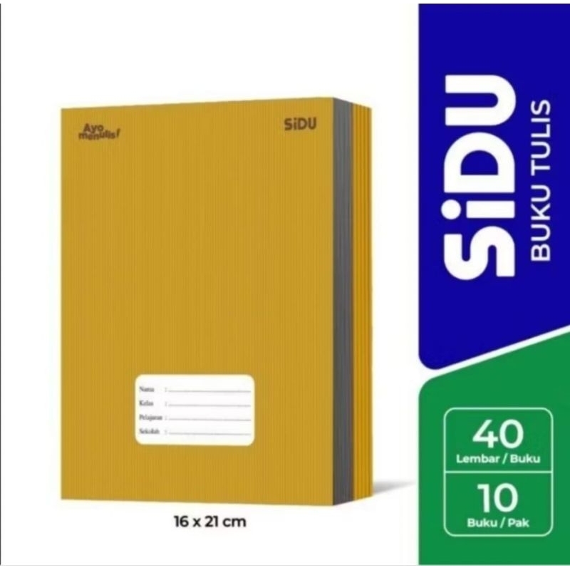 

Buku tulis Sidu caver Coklat 40 lembar ( 10 Buku )
