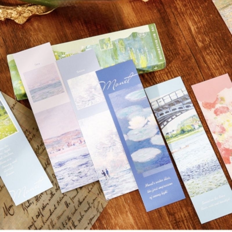 

30pcs paper bookmark box pembatas buku kertas van gogh monet RJ4