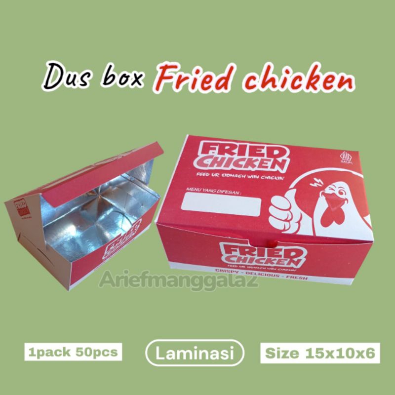 

@50pcs box dus fried chicken laminasi 1warna uk15x10x6