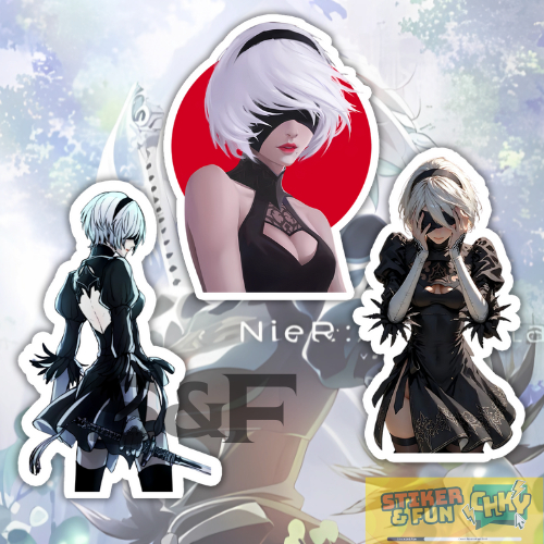 

Stiker Sticker Vinyl Laminasi YORHA 2B NIER AUTOMATA 3 Pcs Vol 5