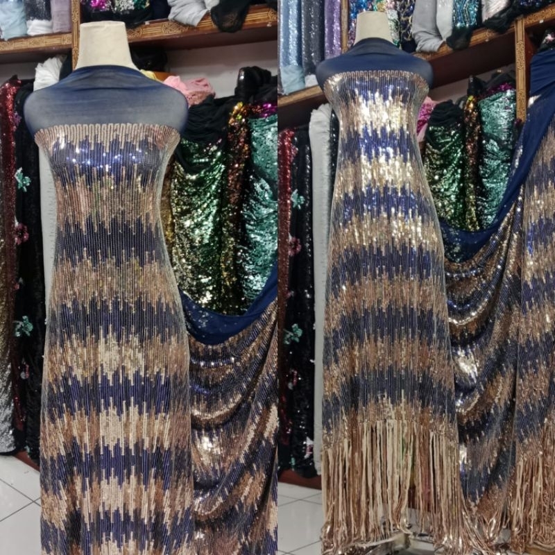 Bahan Kain Tulle India Scqeen full PayetGradasi Terbaru