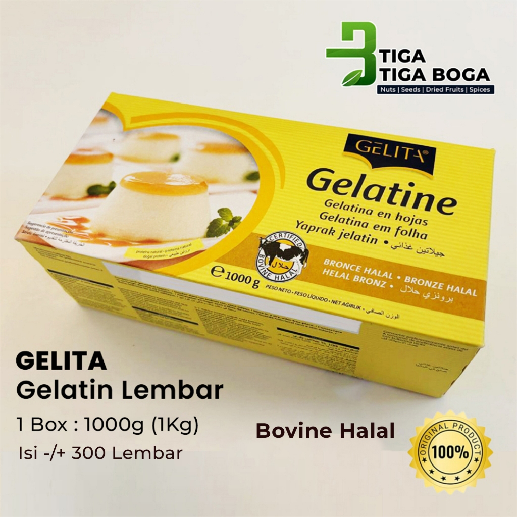 

JKL Gelatin Gelita Lembar 1 Box 1g / Gelatine Gelita Sheets 1 Kg