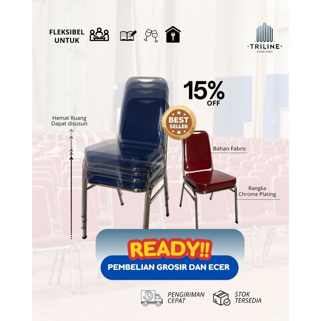 Kursi Susun Pipa Oval / Kursi Susun Pesta /  Kursi Rapat / Kursi Ballroom / Kursi Susun Murah / Supl