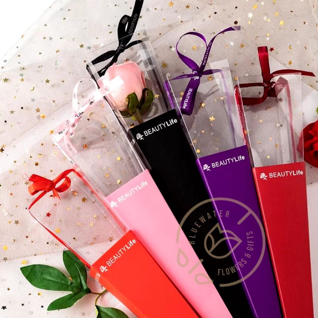 

1 PCS Single Rose Box Plastik Buket Bunga Mawar Satuan Flower Wrapping Kertas Roses Cone