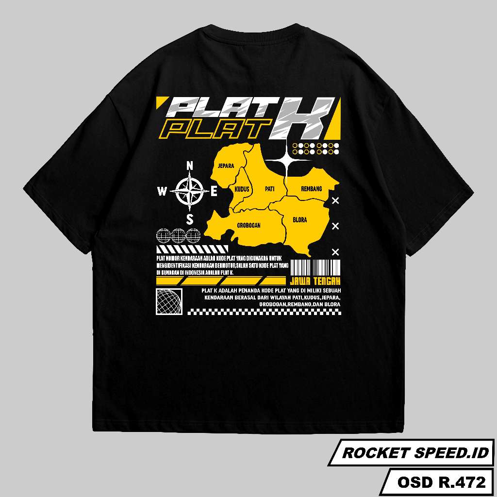 Kaos PLAT K (JAWA TENGAH)  Kaos Kata-Kata Kaos BAJU Distro katun combed 30s R.472