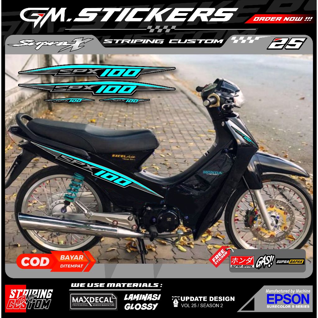 STRIPING STIKER VARIASI HONDA SUPRA X OLD LAMA SUPRA X 100 CUSTOM SPX 100 K8