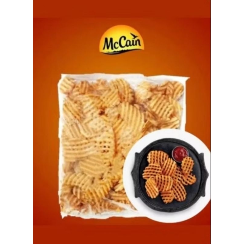 McCain RedStone Canyon Skin-On Waffle Fries 2kg Kentang Goreng Beku French Fries Frozen Waffle Kenta