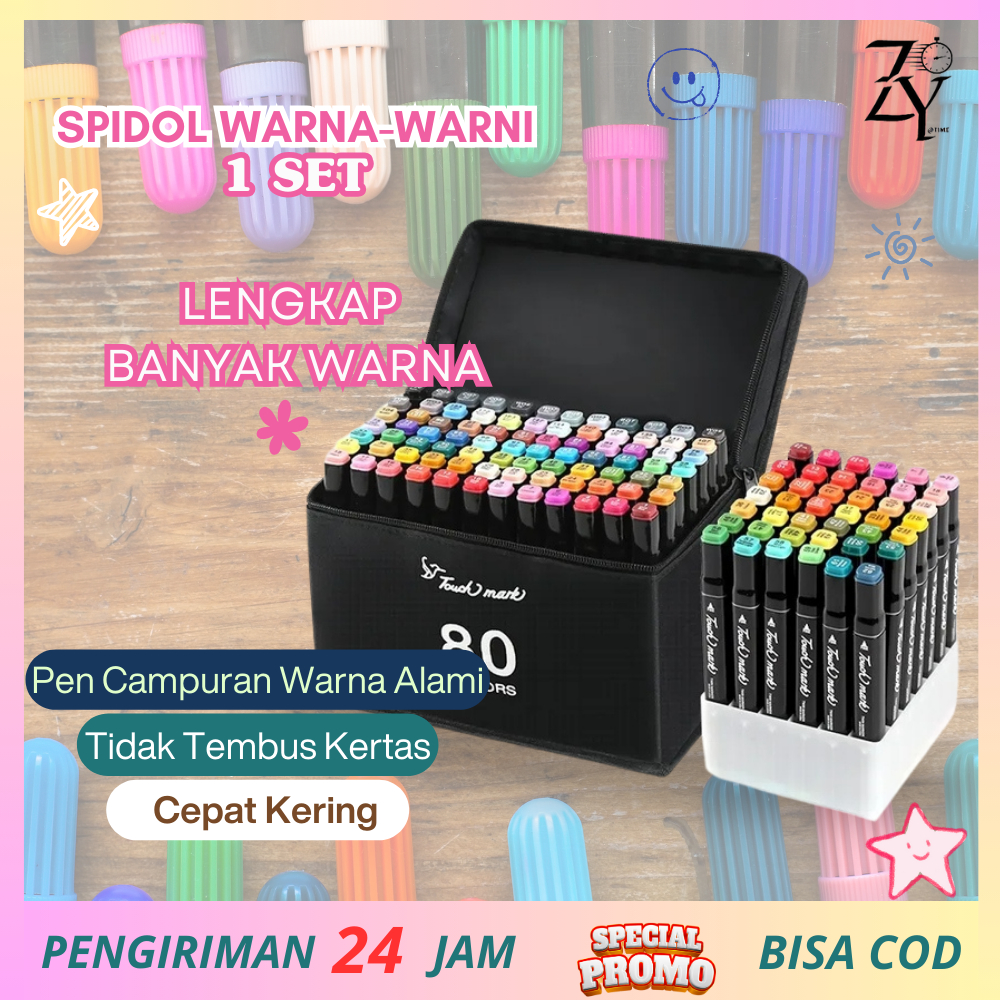

THE TIME-Spidol Stabilo Warna Warni 1 Set Sketch Marker 2 Tip Touch Marker banyak Warna 80 Warna Cepat Kering Tidak Dapat Menembus Kertas