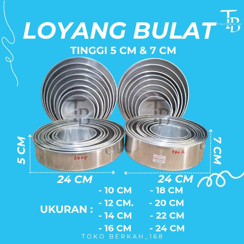 (1 PCS) LOYANG ALUMINIUM BULAT DIAMETER 10 & 12 & 14 & 16 & 18 & 20 & 22 & 24 CM, TINGGI 5 CM DAN 7 