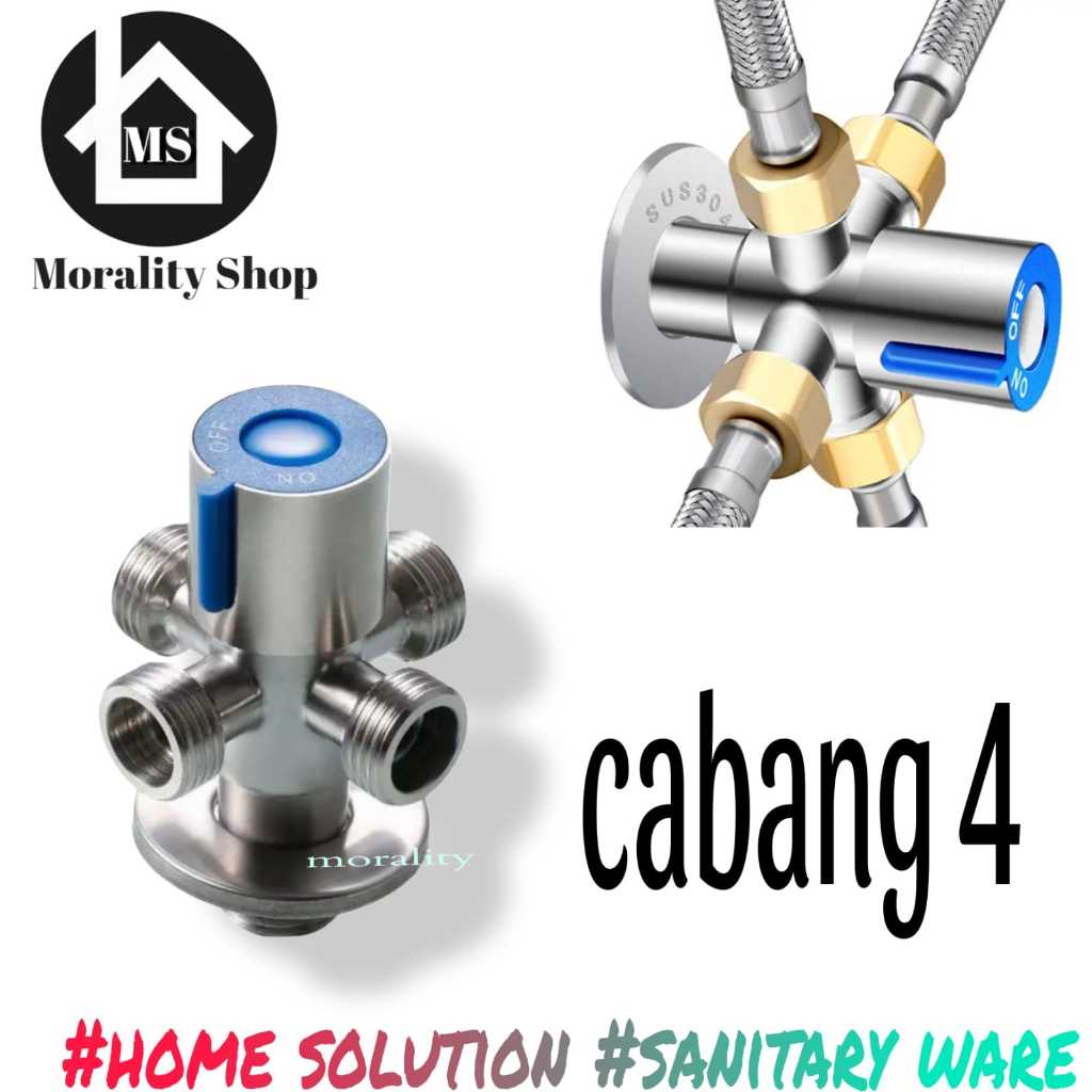 stop kran air shower cabang 4 stainless