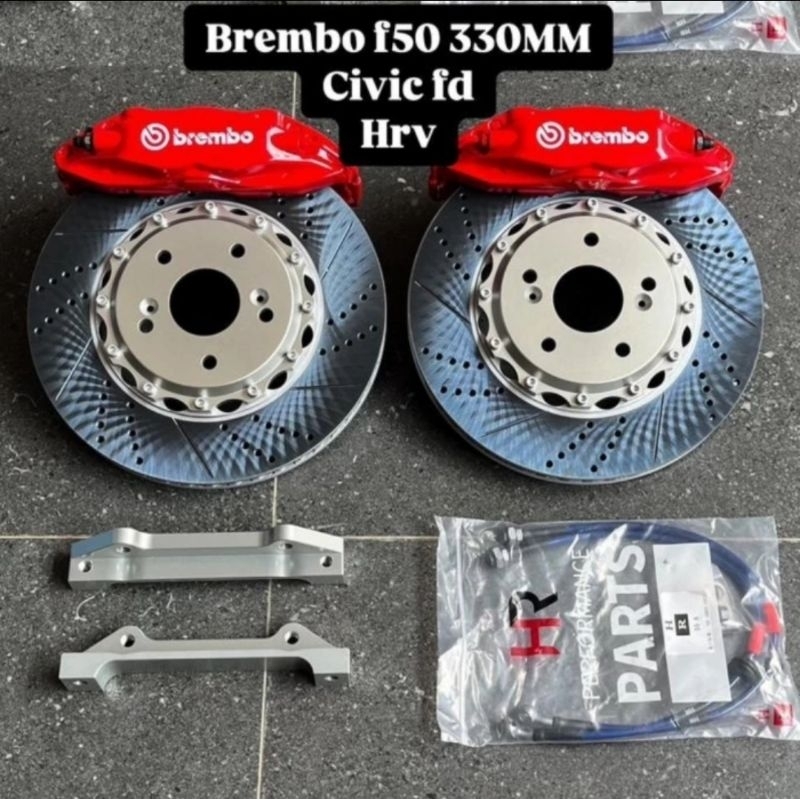 Big Brake kit BBK brembo F50 4pot big 330mm Civic FD F B FK turbo HRV stream odyssey ring 17