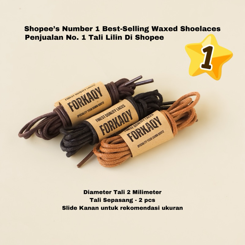 FORKAQY Tali Sepatu Lilin Bulat | Shoelaces Round Waxed | Tali Sepatu Lilin Sepatu Kulit Sepatu Form