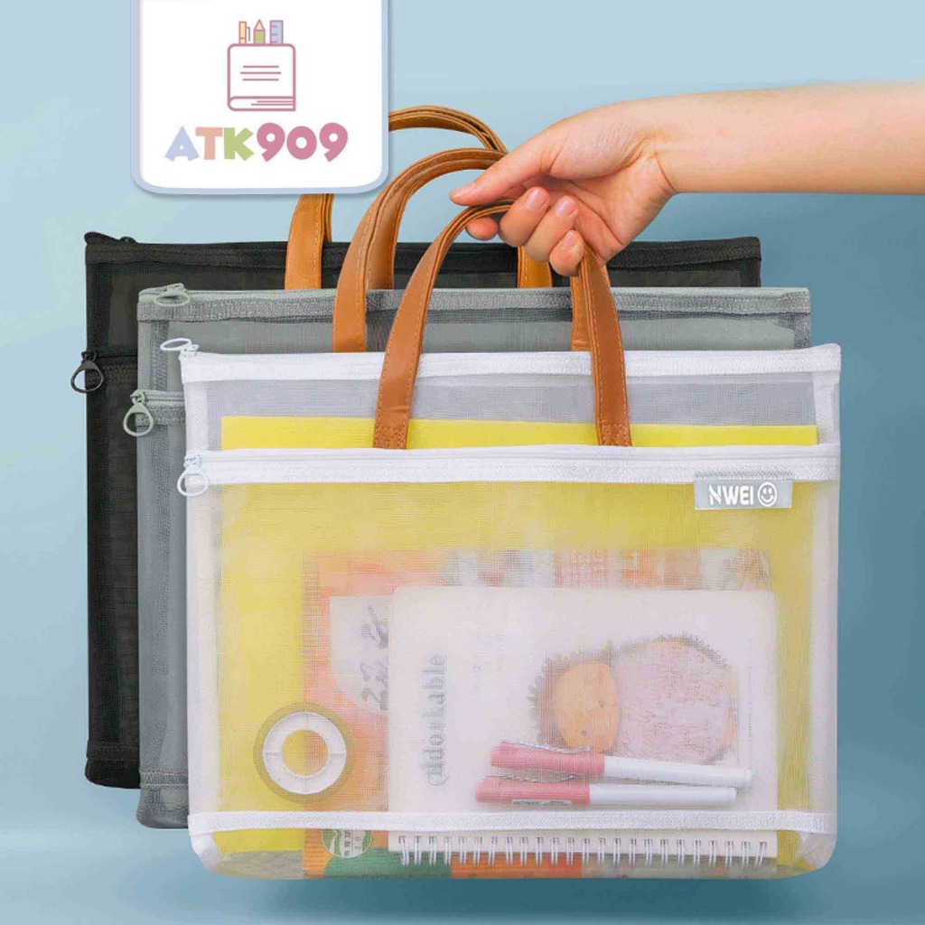 

ATK909 SINSA Map Jaring Tas Folder Tas Les Serbaguna File Holder Map Dokumen A4 Resleting Elegan