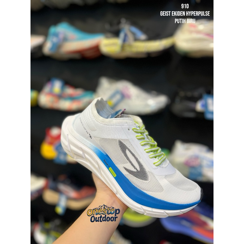 910 Nineten Geist Ekiden Hyperpulse Putih Biru - Sepatu Lari Nineten Geist Ekiden Hyperpulse Running
