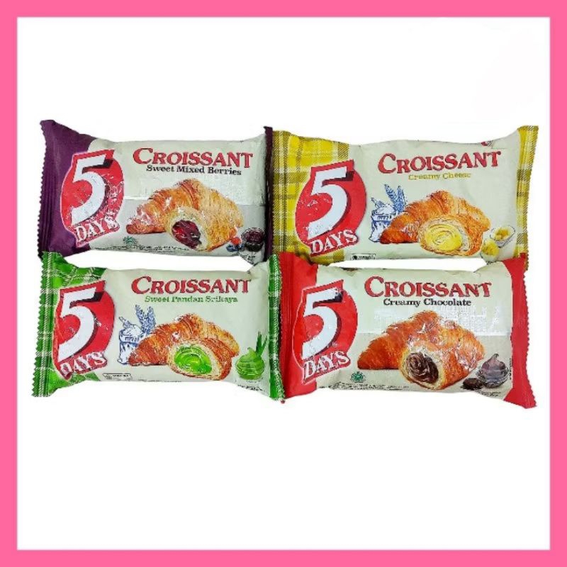 

roti croissant 5 days cheese berries pandan chocolate 60g