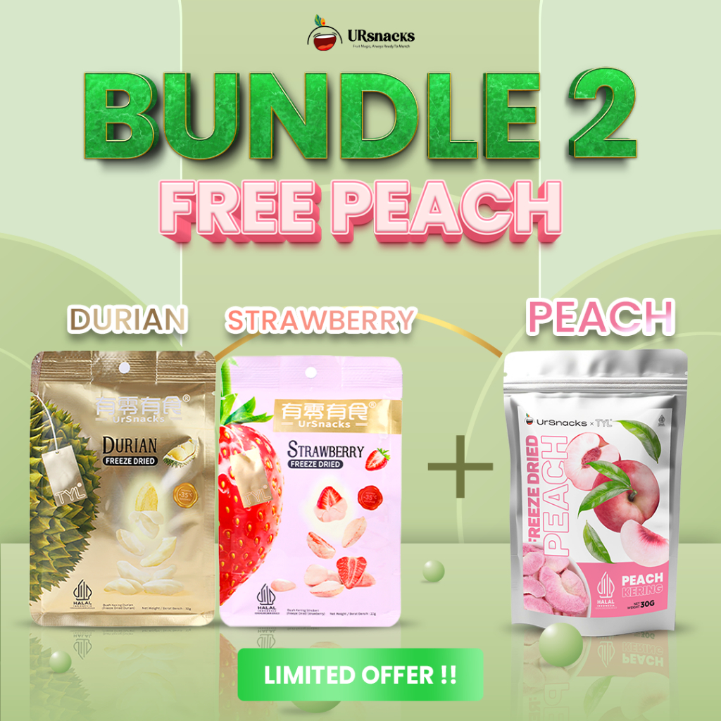 

Dr23 - URSNACKS Bundle Of 2 - Freeze Dried Keripik Buah Strawberry + Durian
