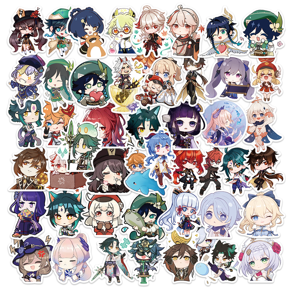 

50PCS Dampak Genshin ins Cute Stiker Anti Air Adhesive Waterproof Sticker Suitable for laptop skateboards and mobile phone decorations stickers