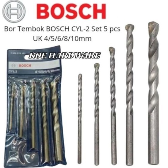 KoeHardware - Mata Bor Tembok BOSCH CYL-2 Set 5pcs/Mata Bor Beton Set 5pcs BOSCH CYL-2 ASLI ORIGINAL