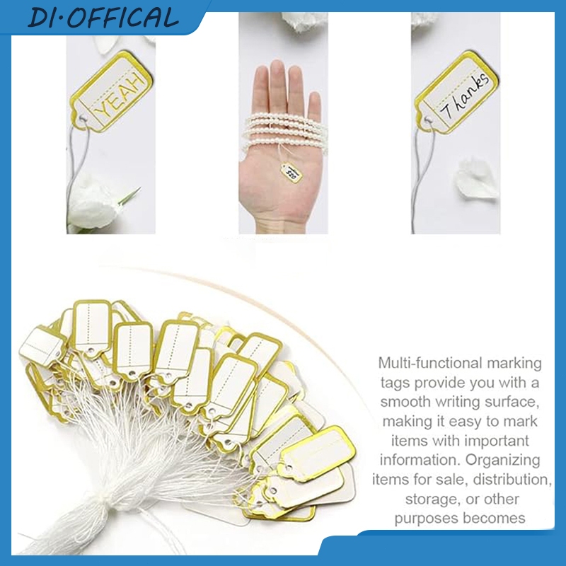 

Isi 500 Price Tag With Hanging String Label Harga Perhiasan Putih List Gold/Silver