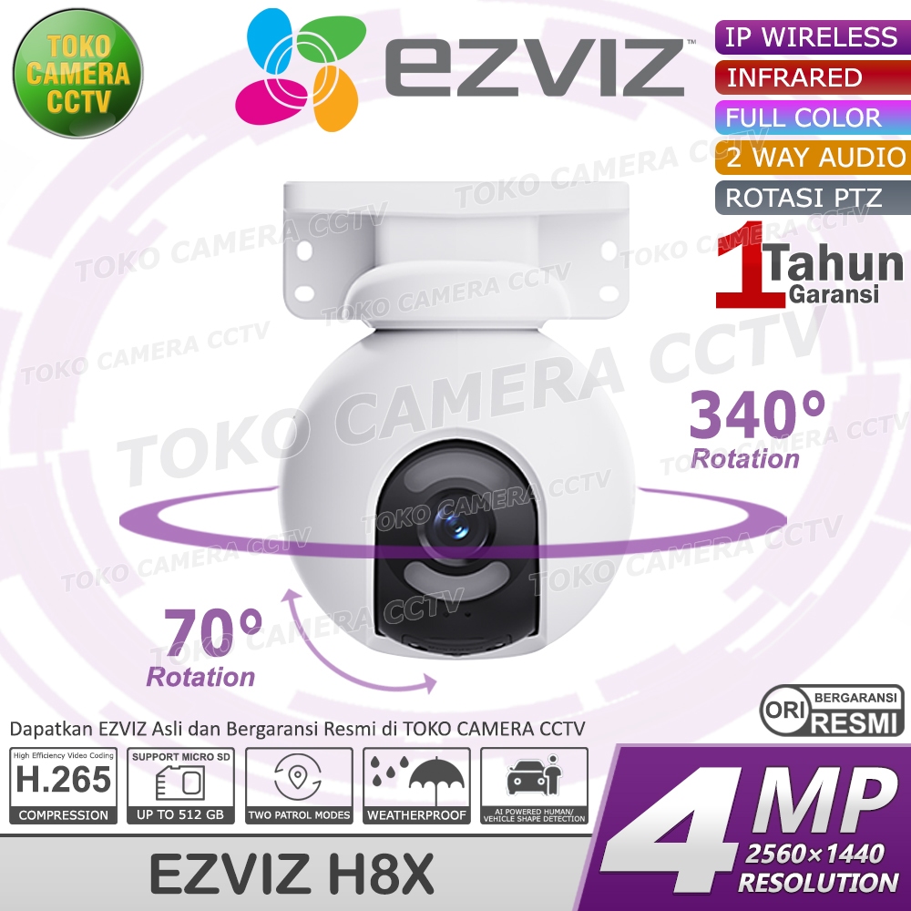 CCTV WIFI ROTASI 360 SIRENE EZVIZ H8X 4MP KAMERA CCTV PINTAR BERSUARA BERWARNA