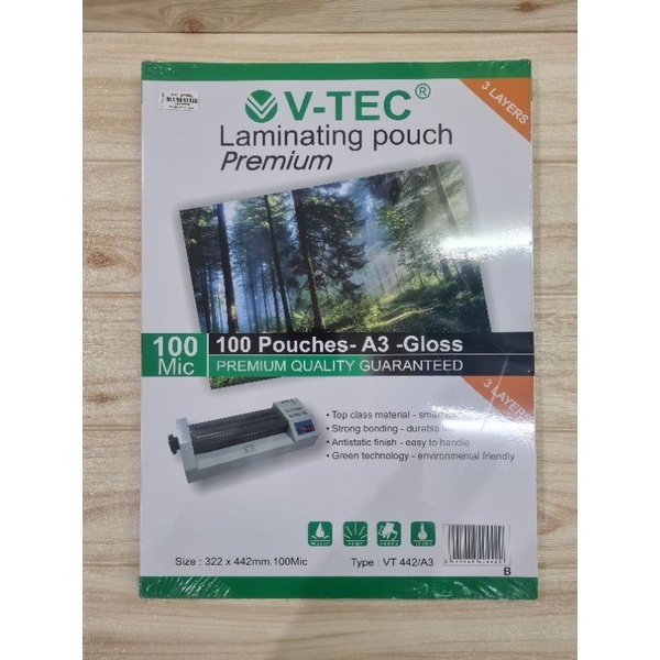 

Plastik Laminating V-TEC A3 100 Micron