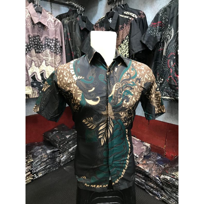 DISKON KEMEJA BATIK PRIA/ BATIK EMERALD GREEN