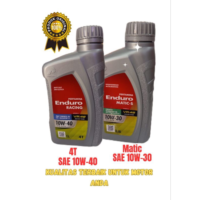 ENDURO RACING  OLI MOTOR ENDURO RACING 4T SAE 10W-40 & OLI MOTOR MATIC RACING SAE 10W-30