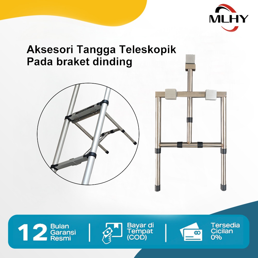 Tangga lipat tangga menempel pada dinding penyangga braket paduan aluminium