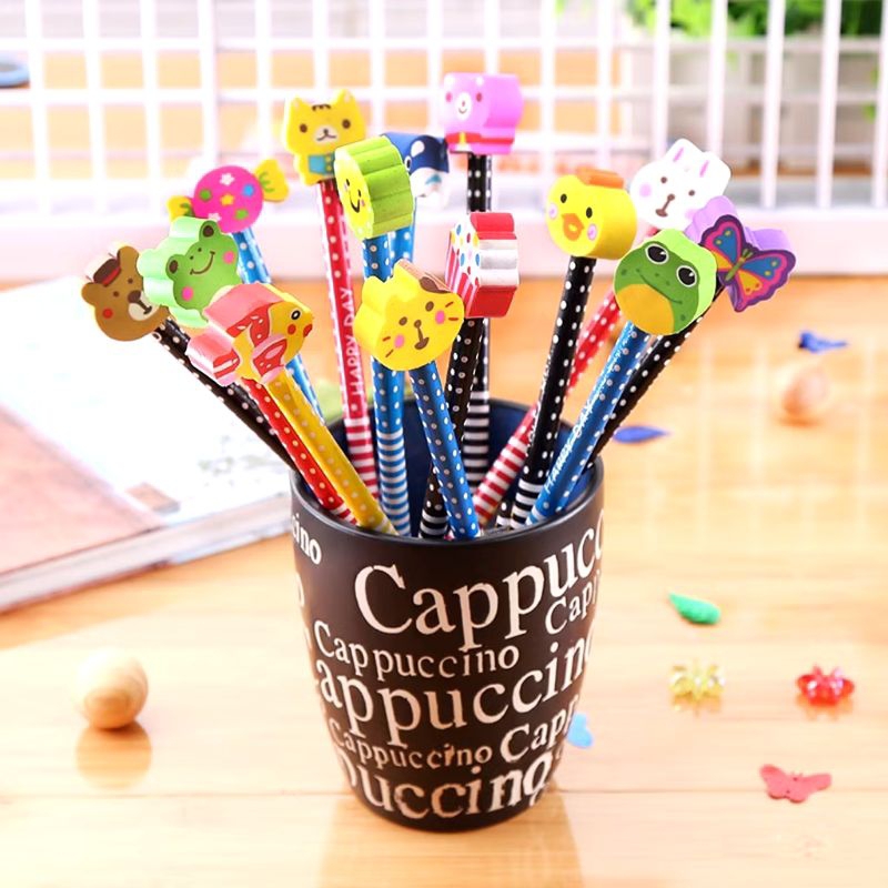 

pensil + penghapus karakter lucu | pensil lucu