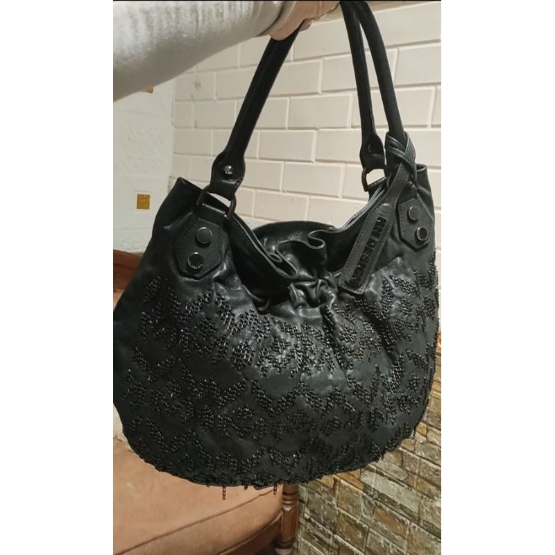 Preloved tas selempang bahu, bahan kulit asli, KH DESIGN Hobobag