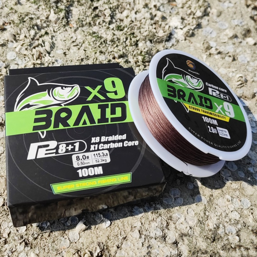 Tali Pancing PE Kuat X9 Berwarna Coklat Lembut Halus Braided Fishing Line Fluorocarbon 100m