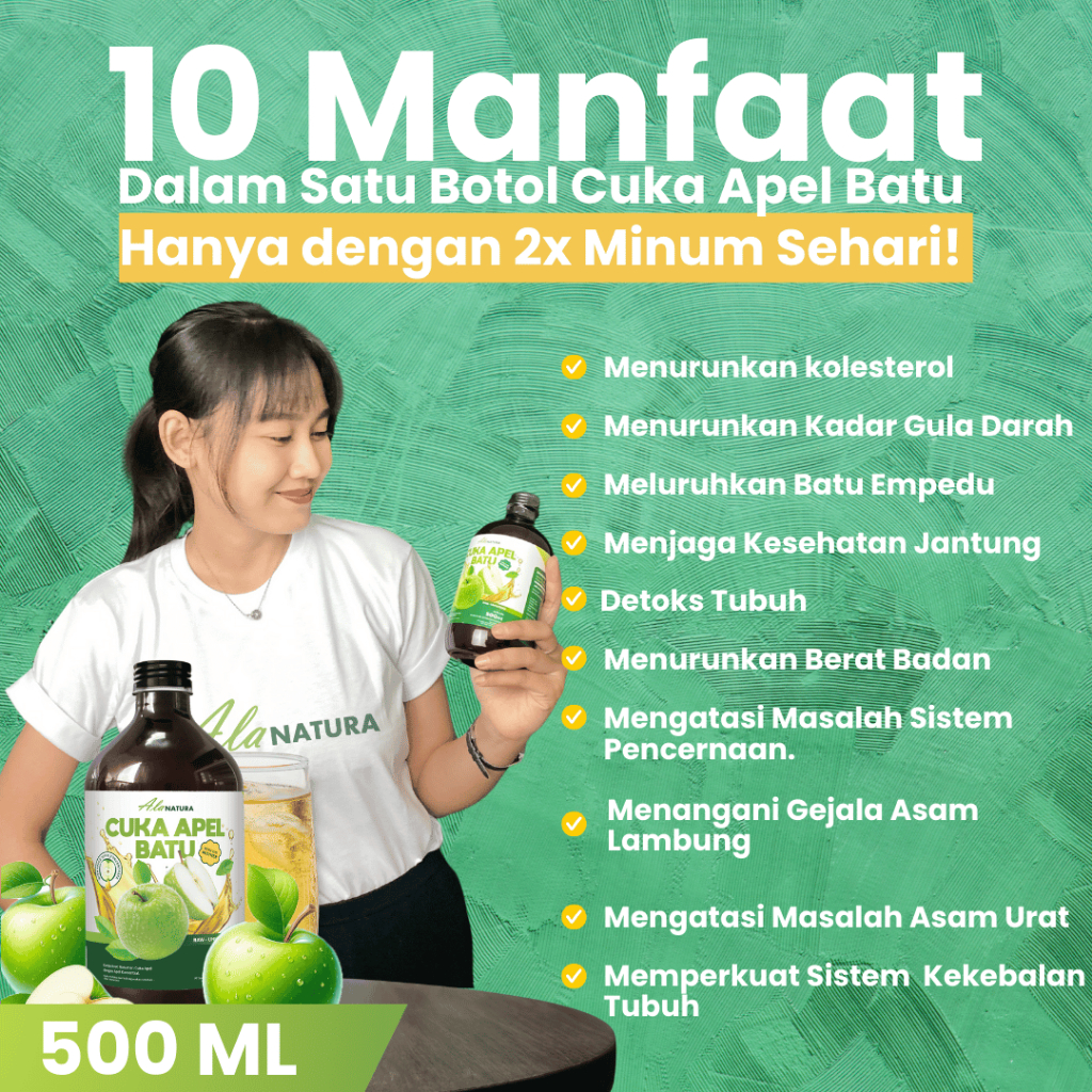 

VIRAL! Cuka Apel Hijau Batu With Mother Organik 500ml - Apple Cider Vinegar Asli - Asam Lambung - Diet Detox Alami - Pelangsing Penurun Berat Badan