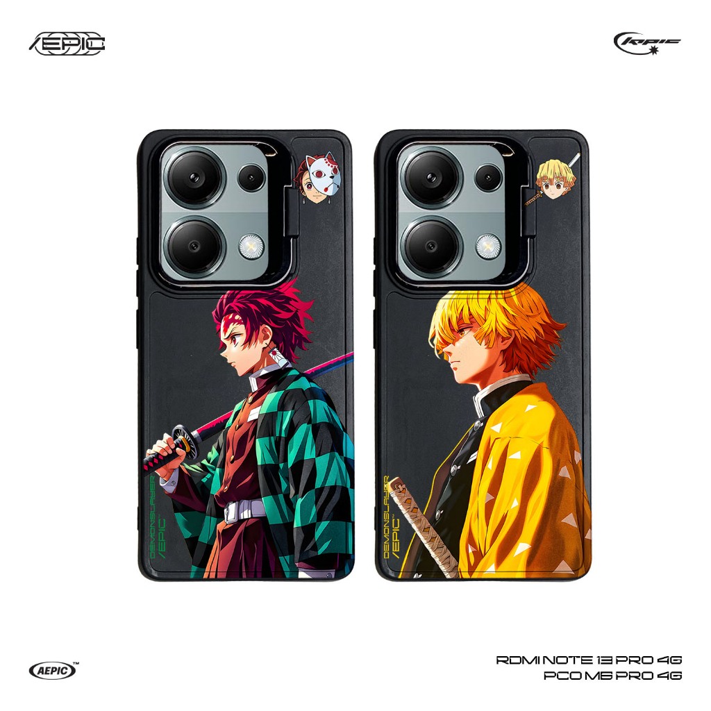 Case Redmi Note 13 Pro 4G  - Poco M6 Pro 4G Metalic Stand Macaron Softcase Premium Anime Demon Slaye