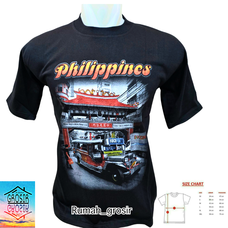 Kaos Souvenir Filipina Philippines Manila Kaos Hitam Filipina